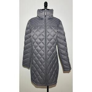 MICHAEL KORS Gray Packable Down Fill Long Jacket Coat Pockets ZIp Womens L